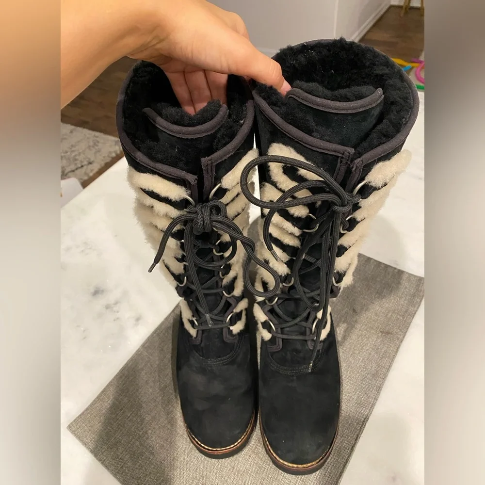 UGG Black Lace-Up Winter Boots - Picture 4 of 7